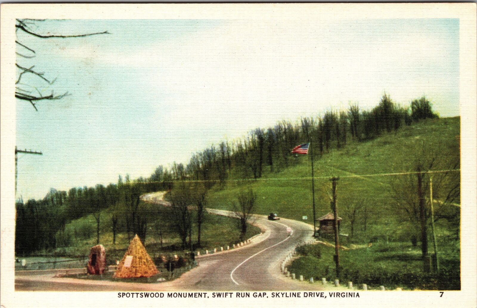 VA-Virginia, Spottswood Monument, Swift Run Gap, Skyline Dr. Vintage Postcard