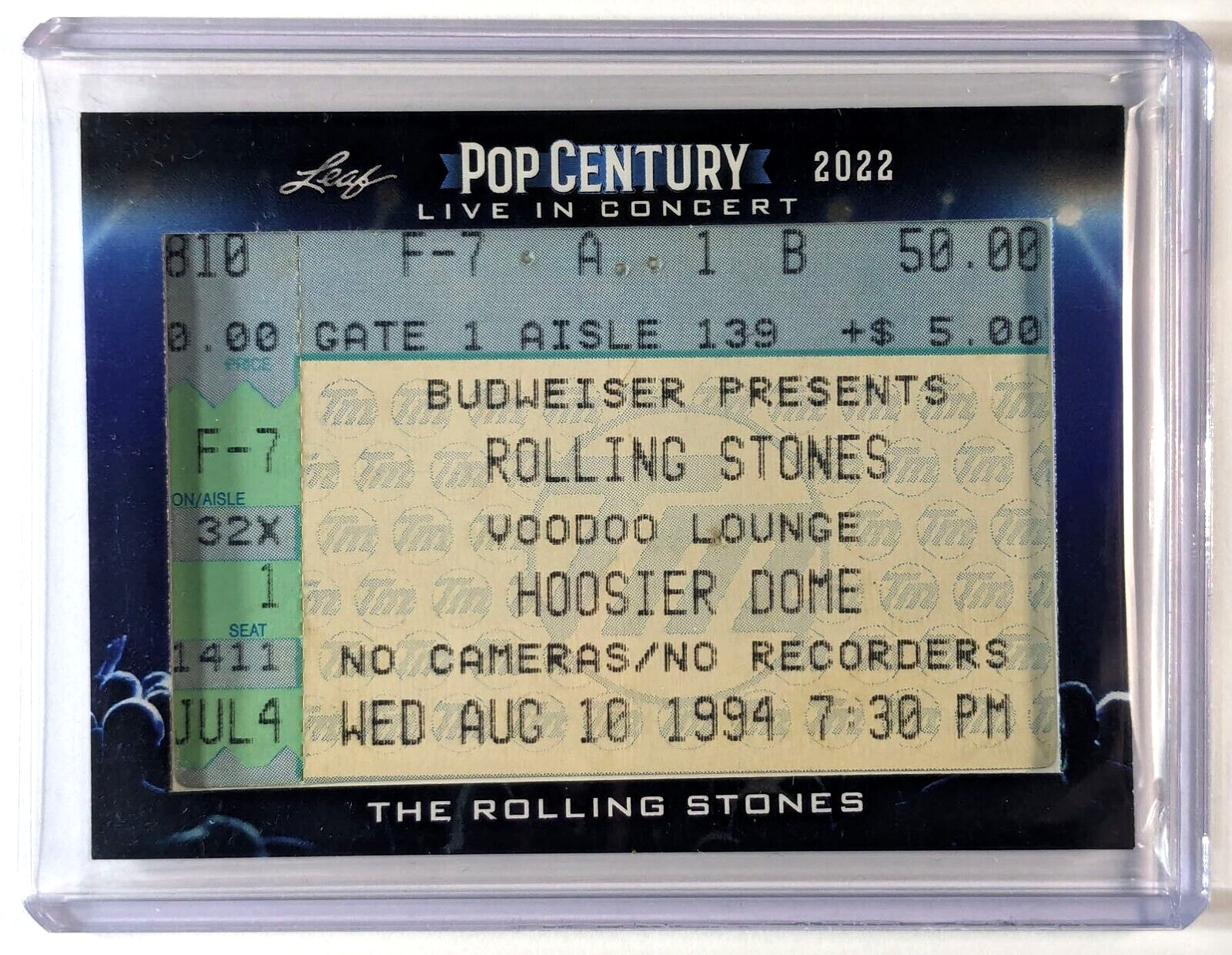 Rolling Stones 2022 Pop Century Live In Concert Ticket Card 1994 Hoosier Dome