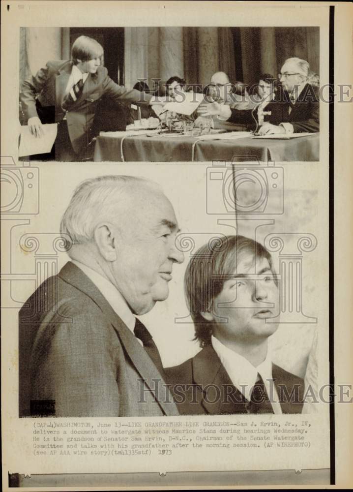 1973 Press Photo Senator Sam Ervin Of North Carolina With Namesake Grandson