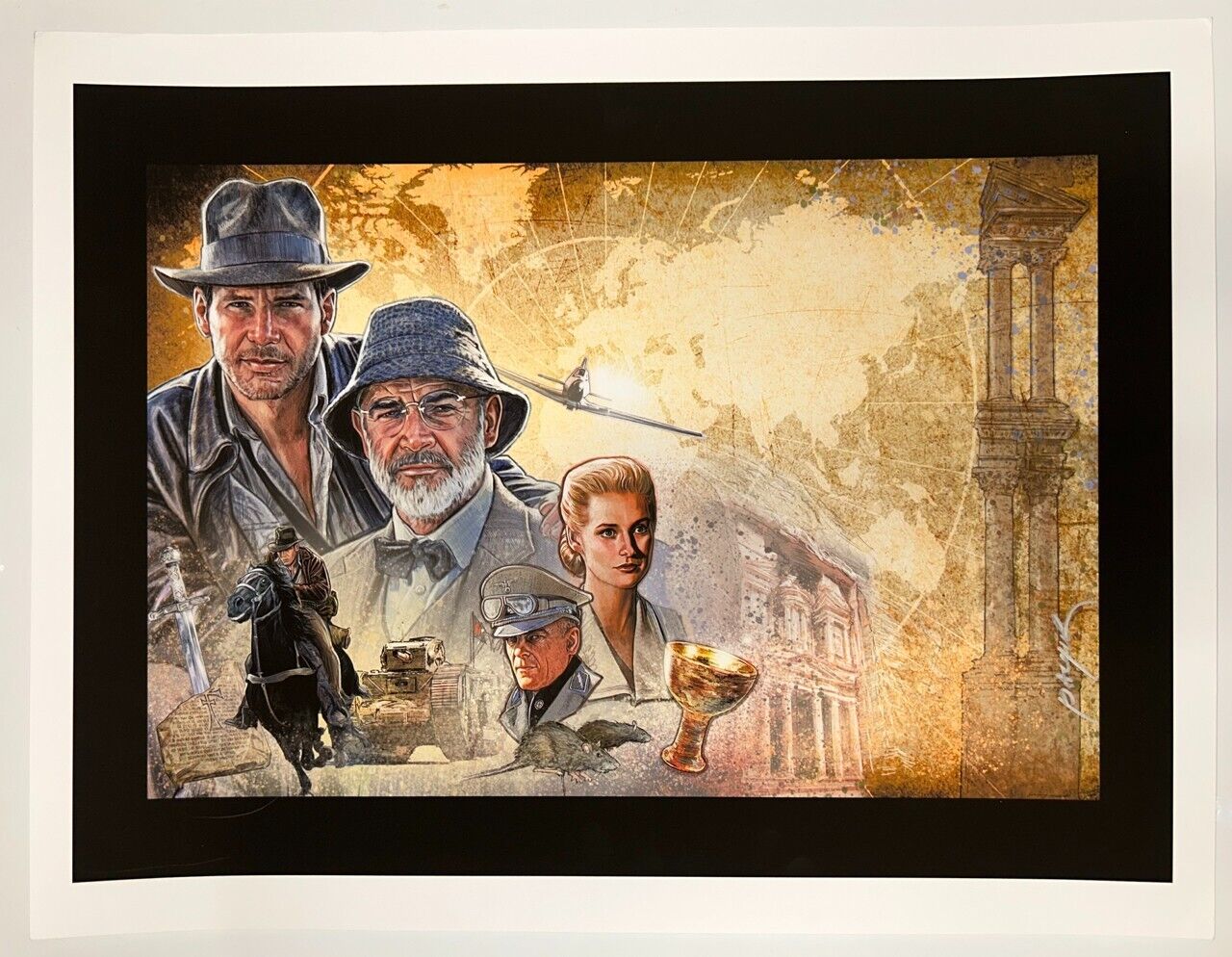 Jason Palmer SIGNED Indiana Jones Art Print ~ The Last Crusade w/  Harrison Ford