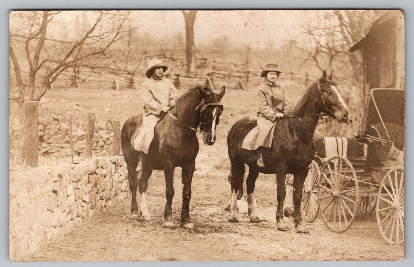 RPPC Two Women on Horses Postcard