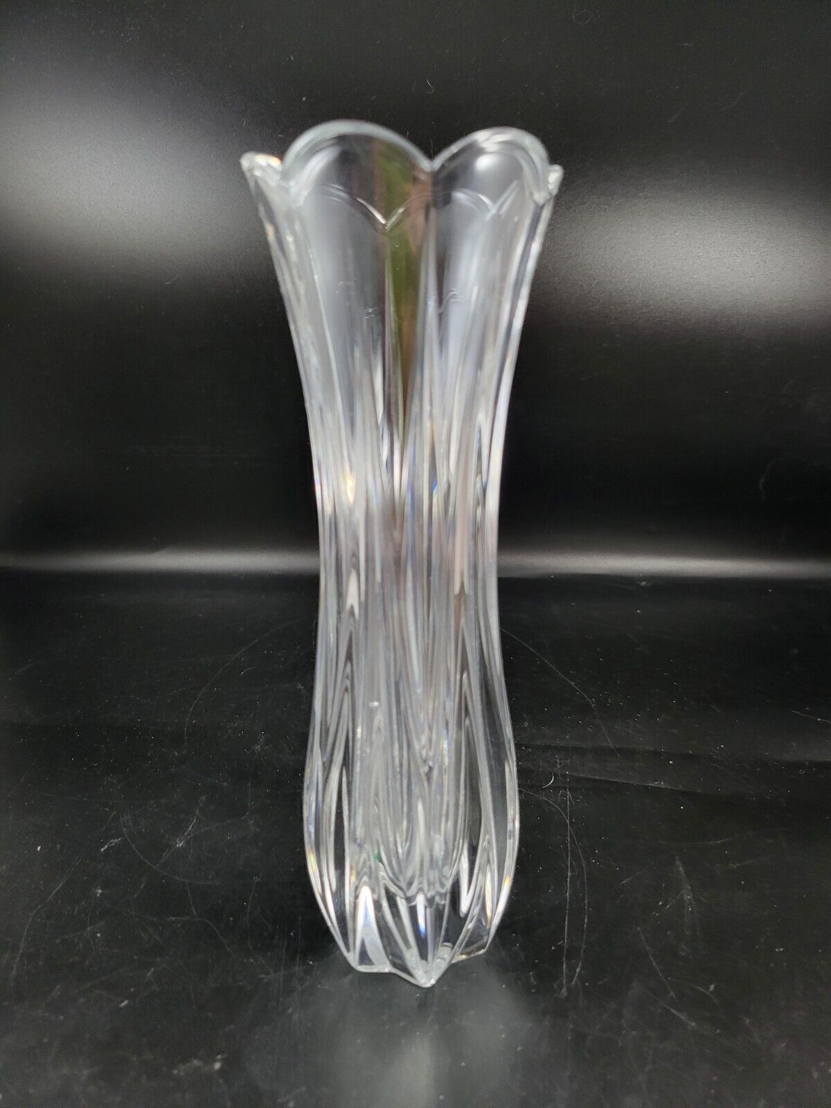 Lenox Fine Clear Crystal Vase 9” Tall Scallop Edge Germany