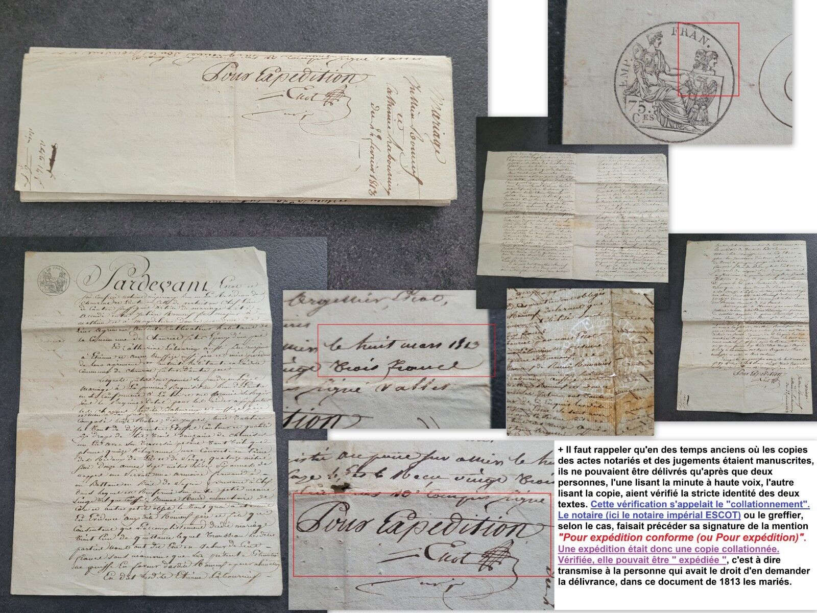 Rare Handwritten Mention 1813 Wedding Deed \