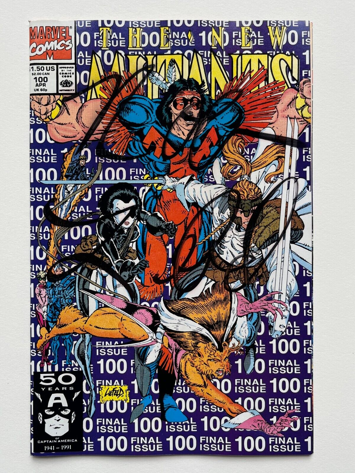 New Mutants #100 (1991) Signed copy, no COA VF+ range