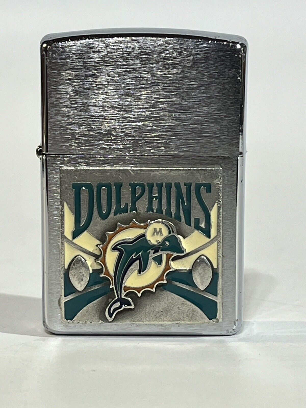 Preowned Rare Vintage 2002 Miami Dolphins Zippo Cigarette Lighter Has New Flint.