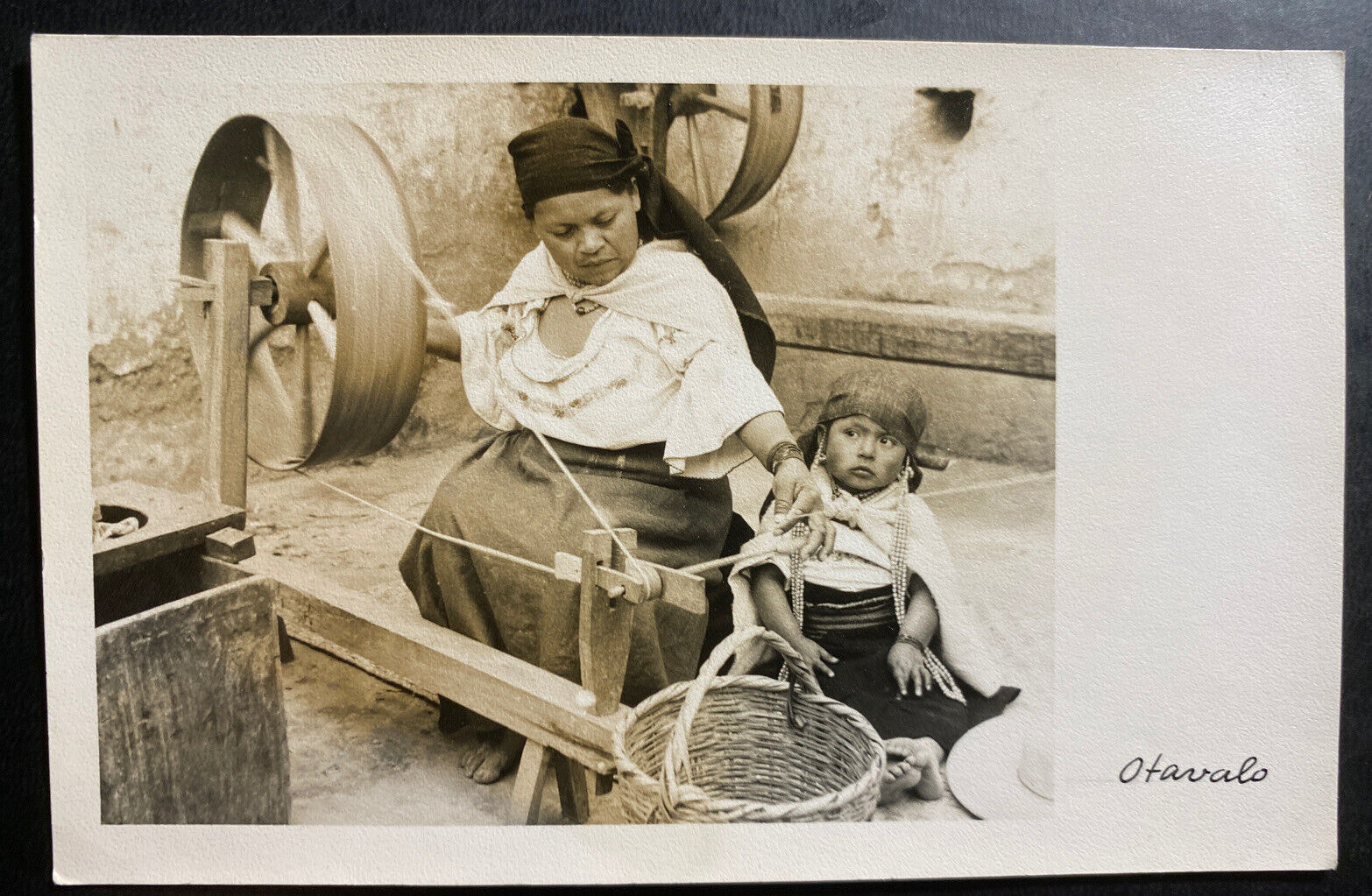 Mint Ecuador Real Picture Postcard RPPC Otavalo Indian Native Women And Child