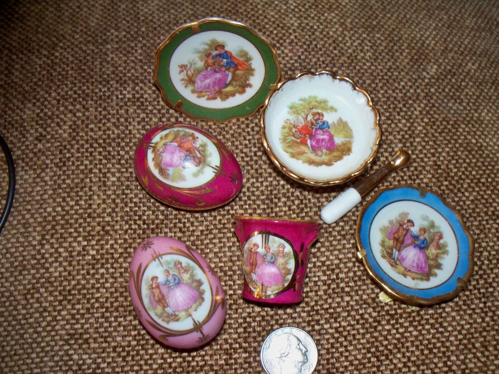 Vintage Limoges Porcelain Miniatures Plates Egg Pestel Lot