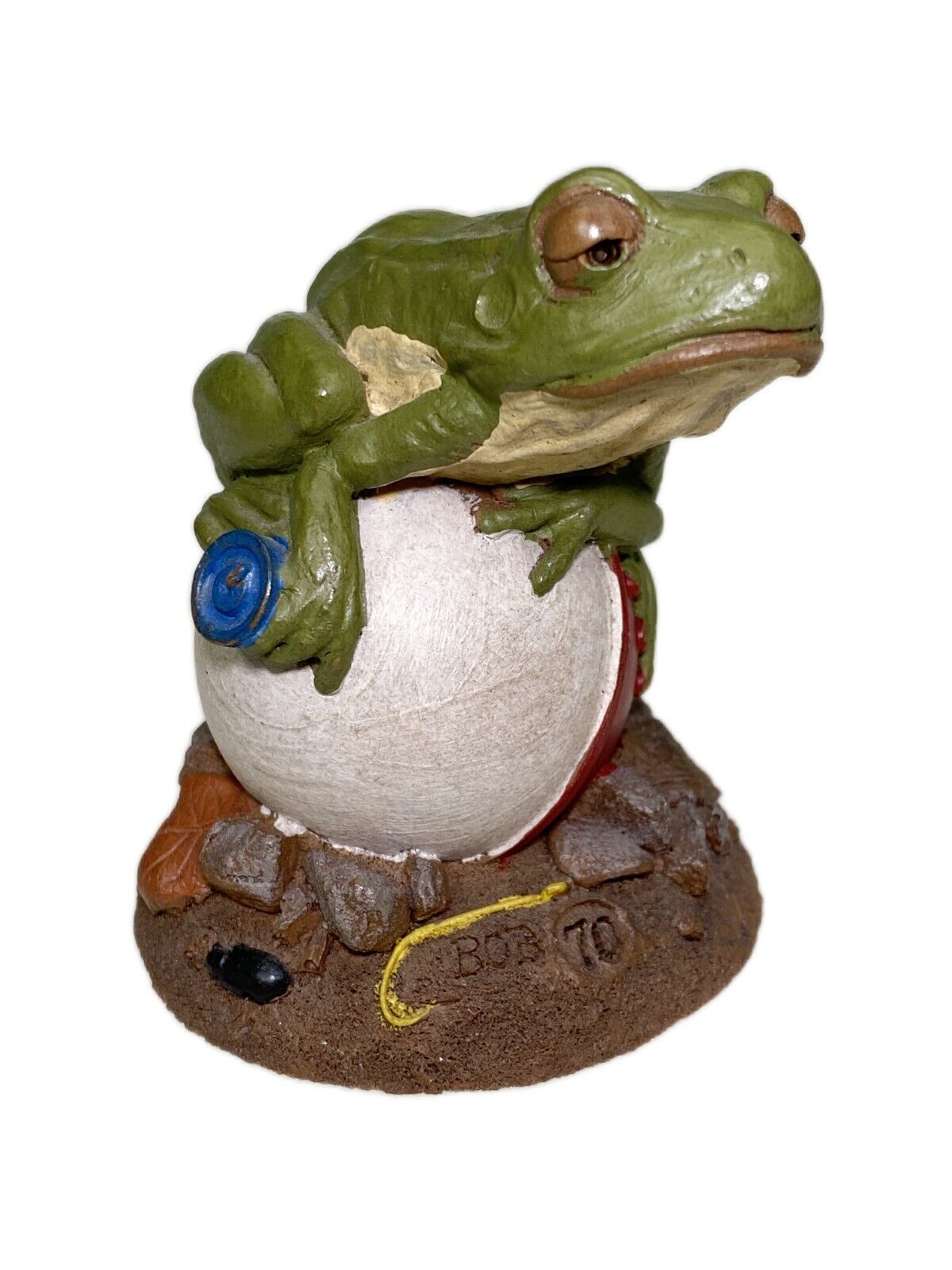 3” Tim Wolfe Art Cairn Studio Tree Rain Frog on Beach Ball Figurine Resin 1992