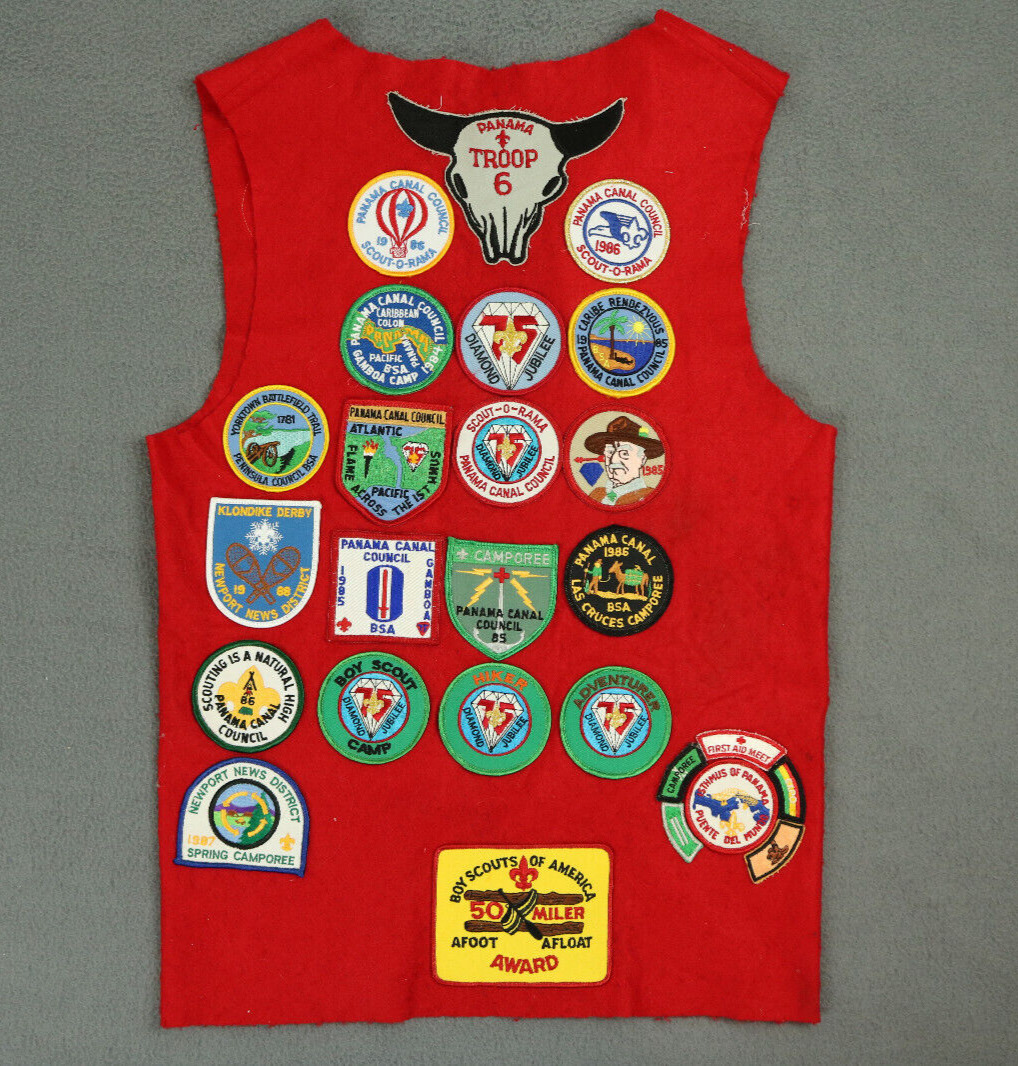 Vintage 80s Boy Scouts of America Red Vest w/ 43 Patches
