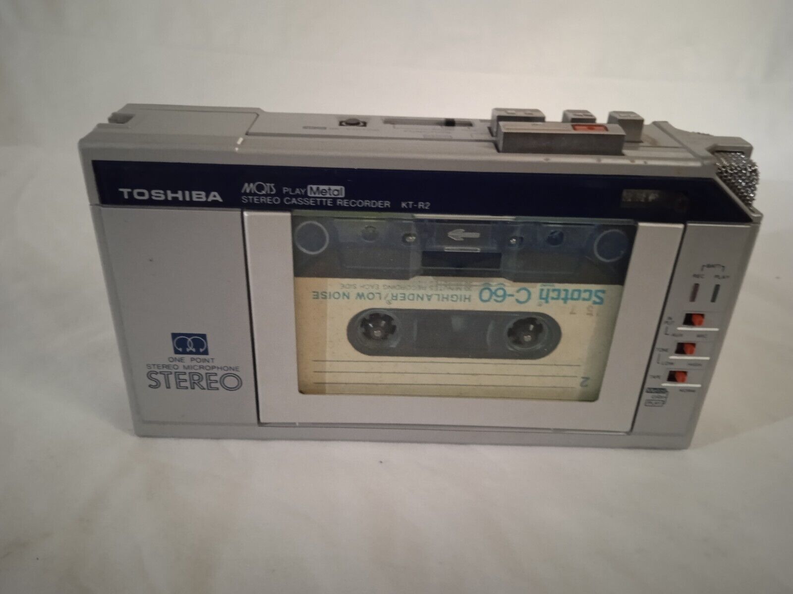 Vintage Toshiba Stereo Cassette Recorder Stereo Microphone Play Metal Stereo,