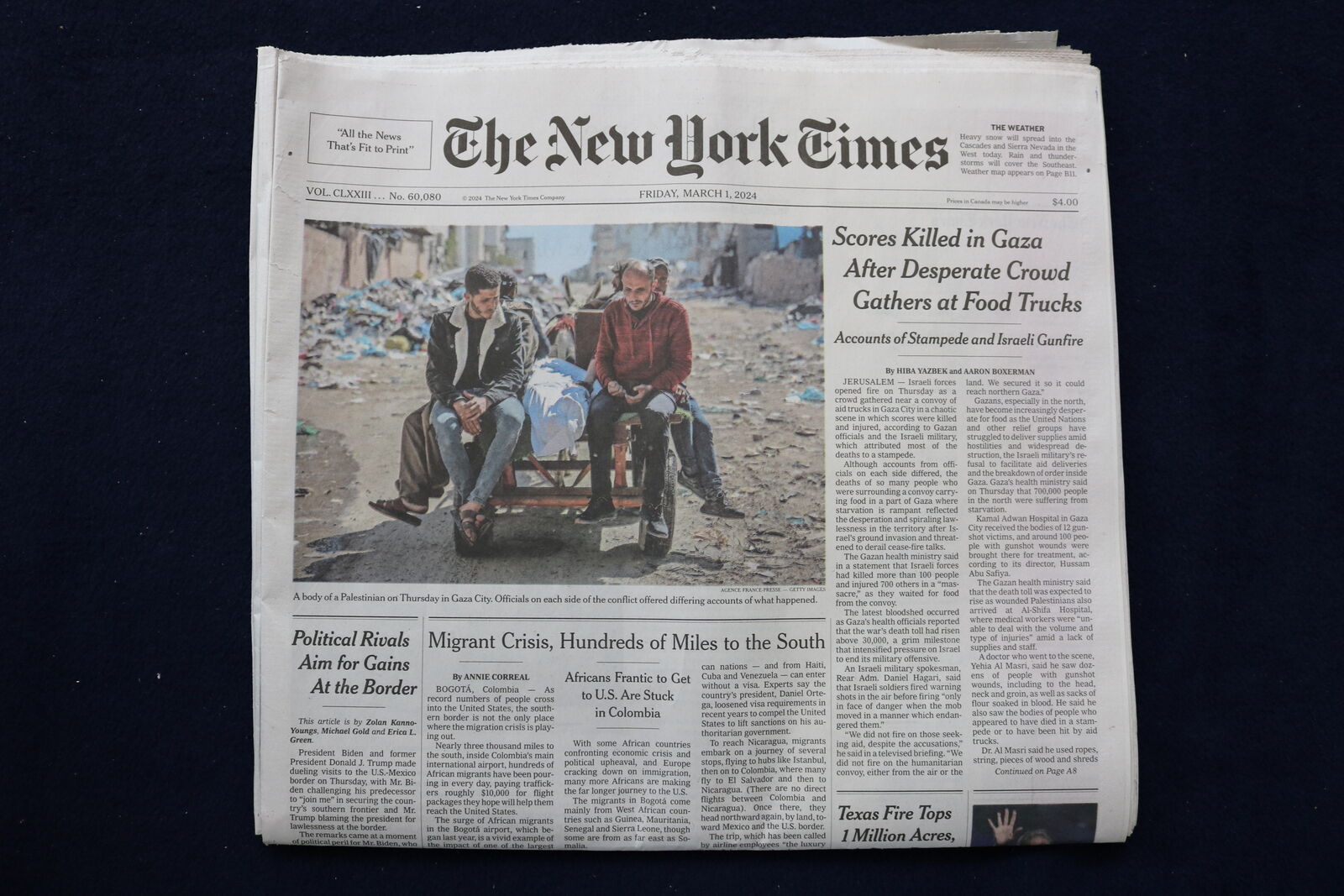 2024 MARCH 1 NEW YORK TIMES -SCORES KILLED IN GAZA, CROWD GATHERS AT FOOD TRUCKS