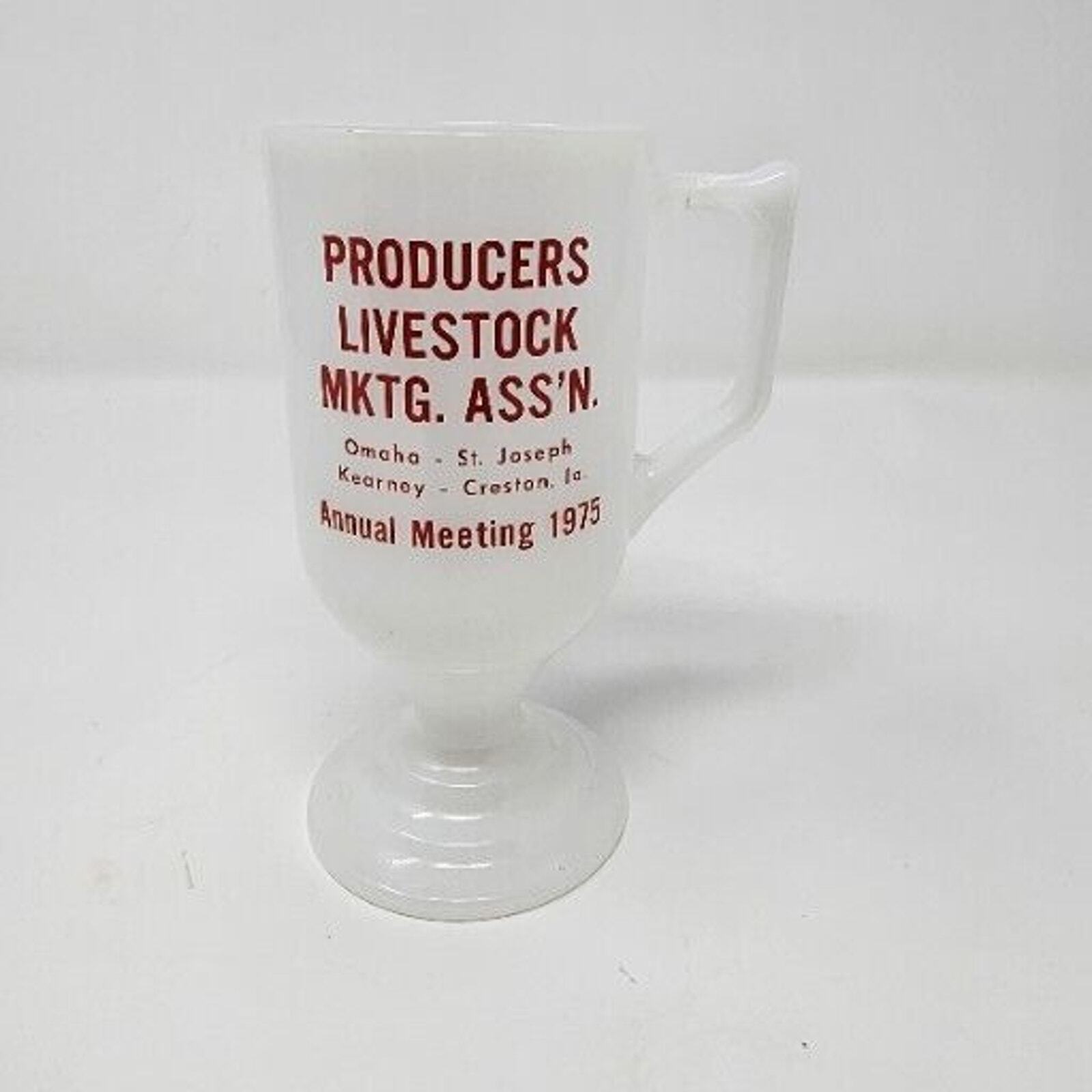 1975 Producers Livestock Mktg. Ass\'n Cup Cattle Horse Farm Ranch Vtg Glassware 