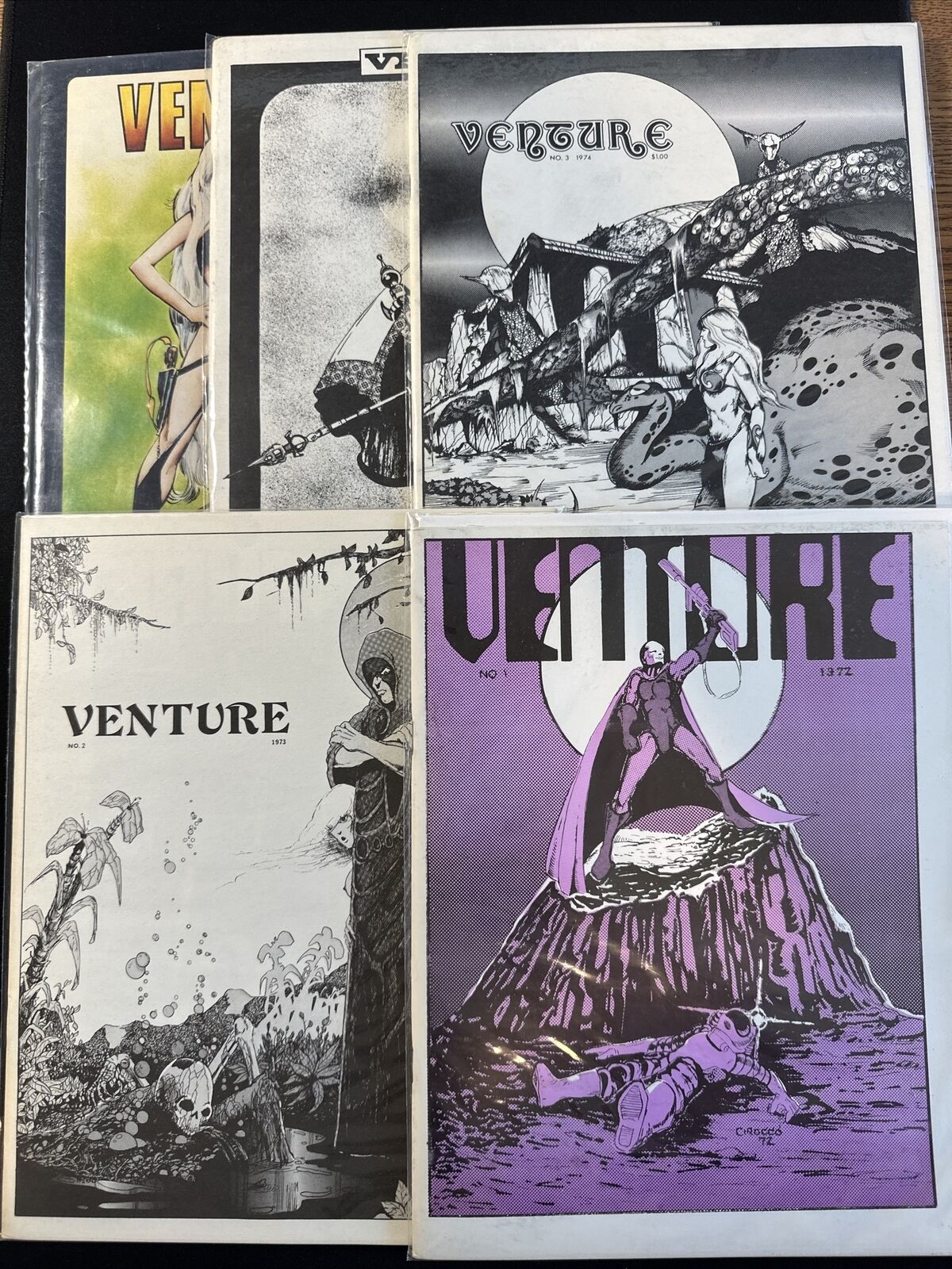 VENTURE #1 2 3 4 5 Complete Run Lot Set 1972-1976 Magazine Size Neal Adams FVF