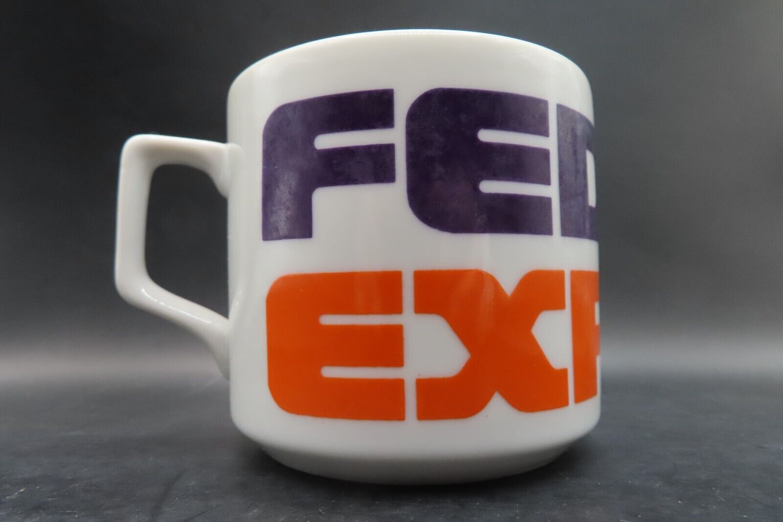 Vintage Federal Express Coffee Cup Mug Old Logo Spell Out Heavy FedEx