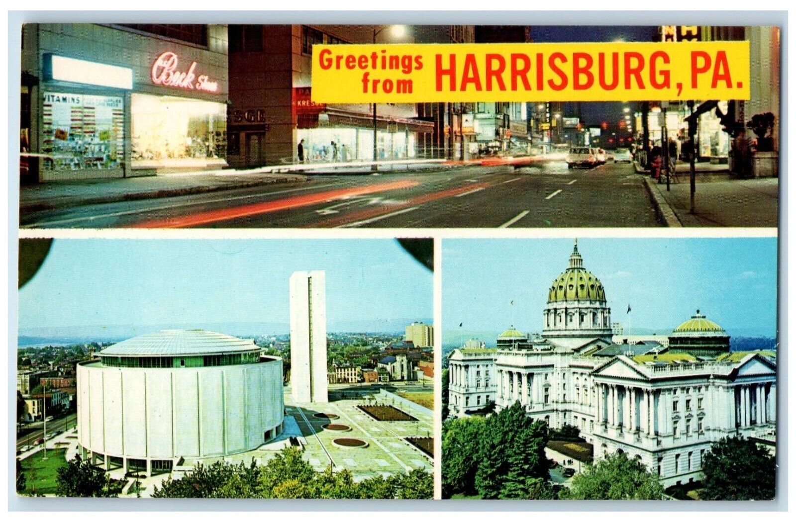 Greetings From Harrisburg Pennsylvania PA, Multiview Unposted Vintage Postcard