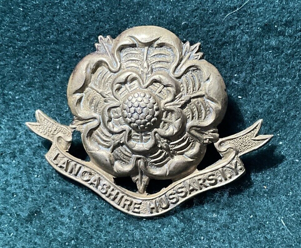Lancashire Hussars Imperial Yeomanry Cap Badge WW2 Tank Corps Brass U75