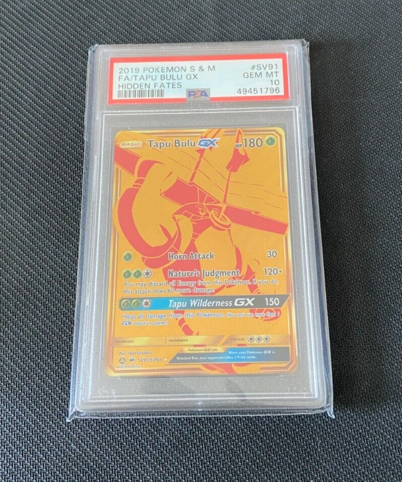 Pokemon Card PSA 10 Graded - Tapu Bulu GX SV91/SV94 - Hidden Fates Gold Full Art