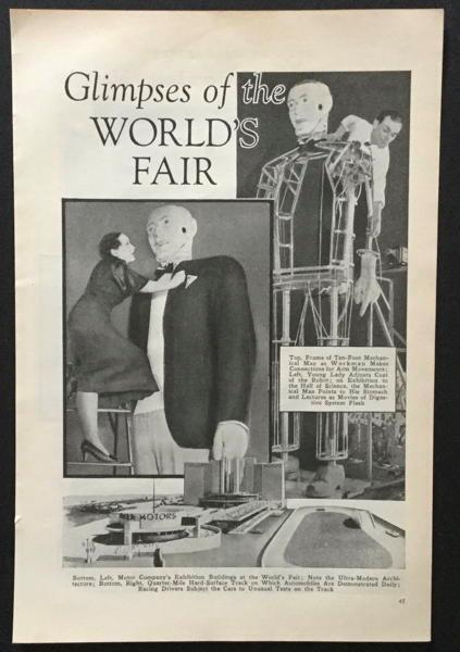 “Glimpses of the World’s Fair” 1933 pictorial Robot Chicago Century of Progress