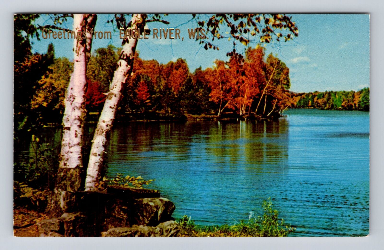 Eagle River WI-Wisconsin, General Greetings Lake Area, Antique Vintage Postcard