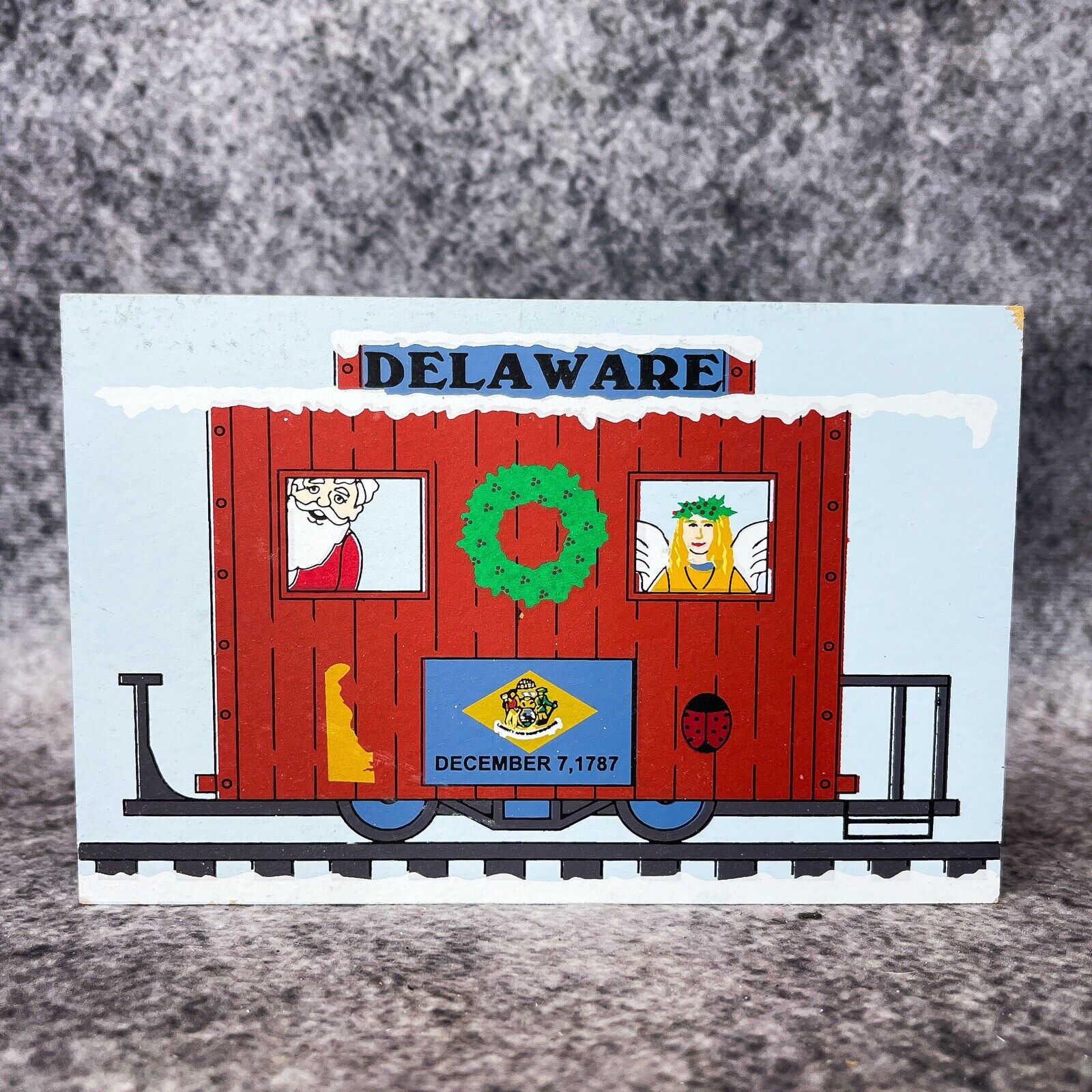 The Cat\'s Meow Delaware State Christmas Holiday Express Caboose Santa Angel 1787