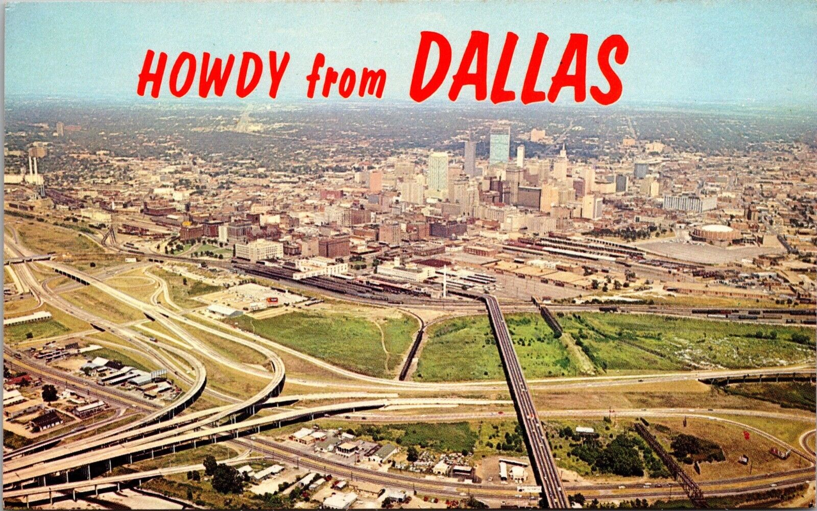 Howdy From Dallas Big D Birdseye Skyline Highways Chrome P.UN. (1A)