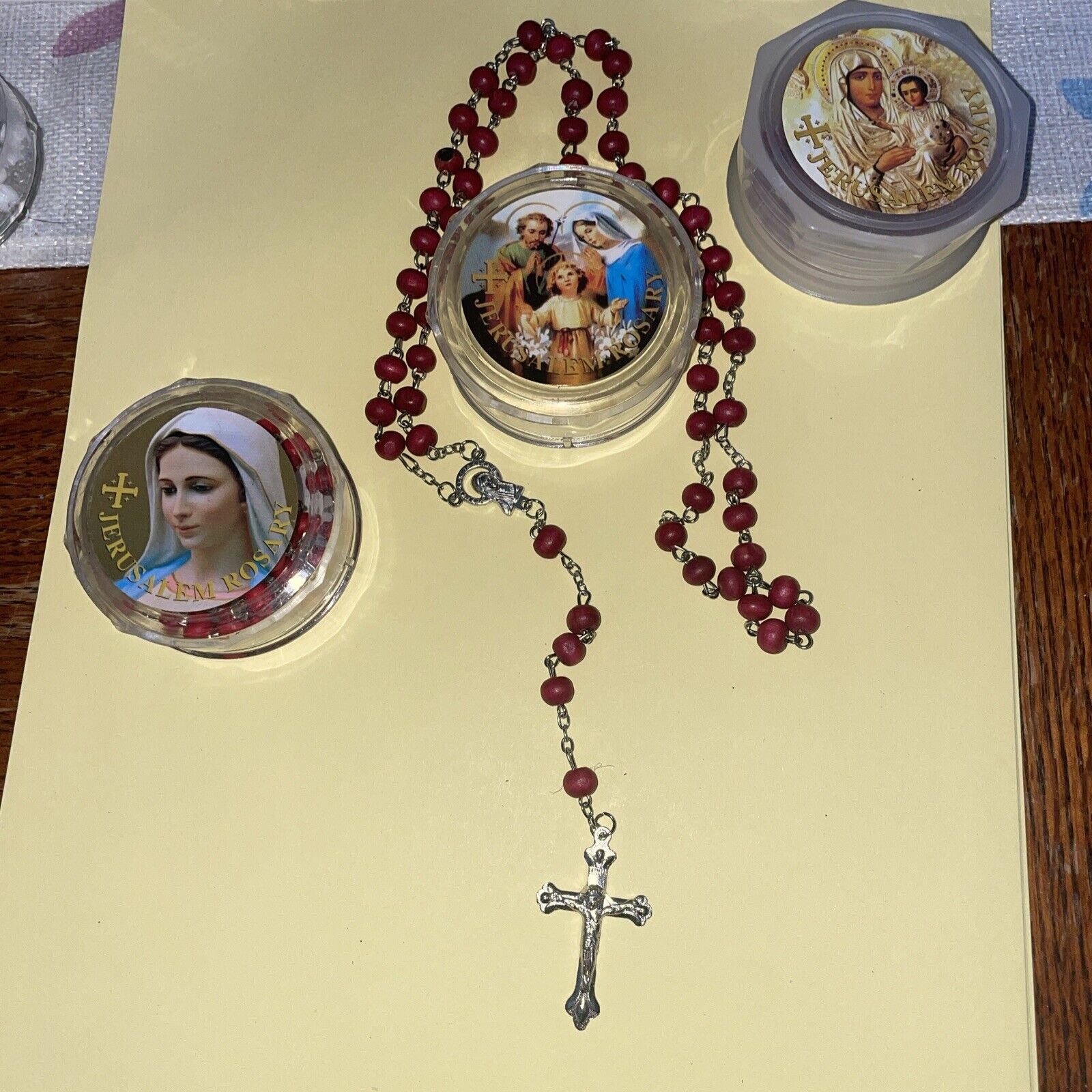 Red Rosary Made Of Rose Wood From Jerusalem