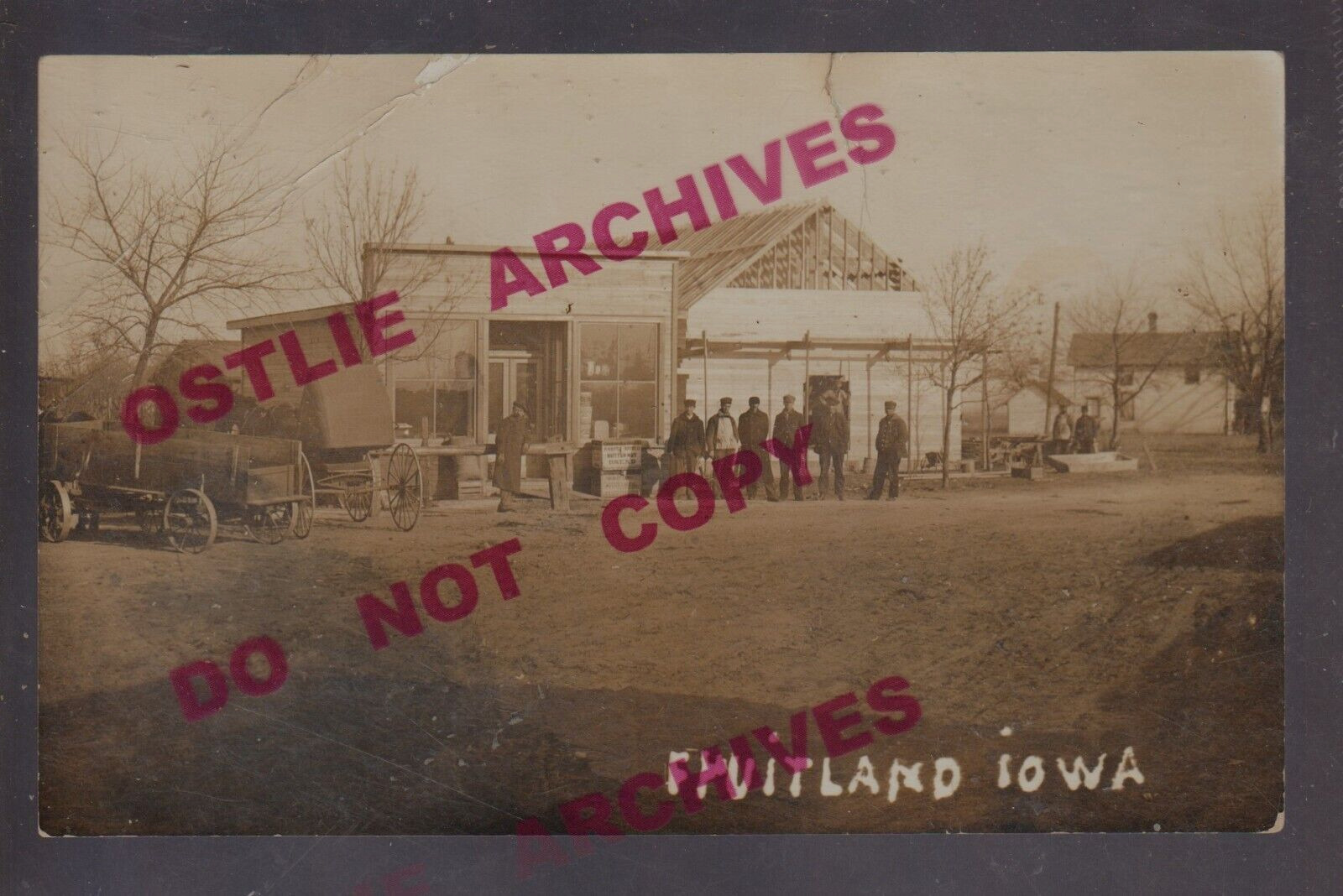 Fruitland IOWA RPPC 1913 GENERAL STORE Construction nr Muscatine Columbus Jct.