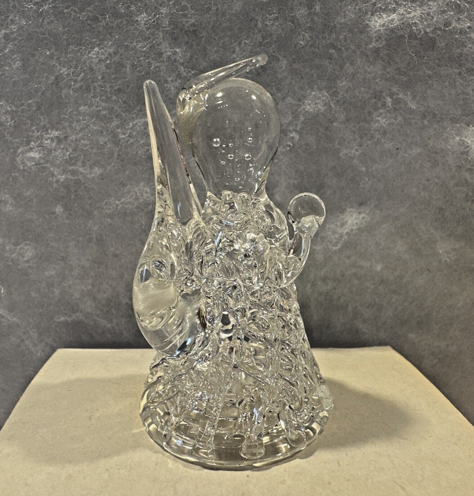 Vintage 1960s Spun Glass Angel Figurine 2 1/4 inches with Original Box - Germany
