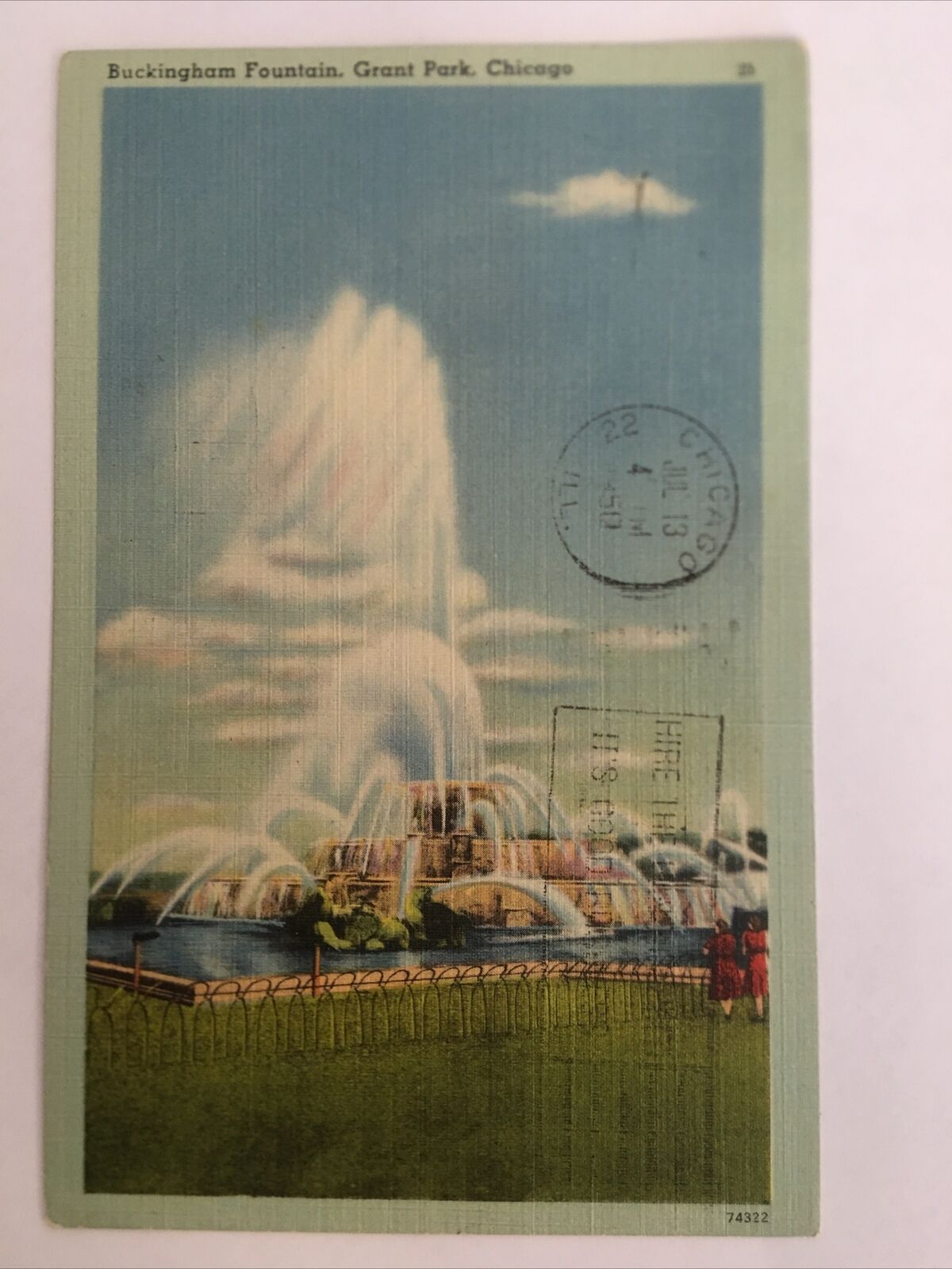 Buckingham Fountains Grand Park Chicago 1950 Vintage Postcard