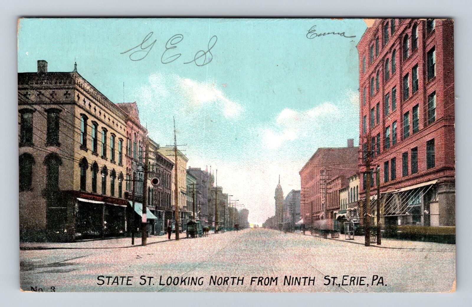 Erie PA-Pennsylvania, State Street Looking North, Antique, Vintage Postcard