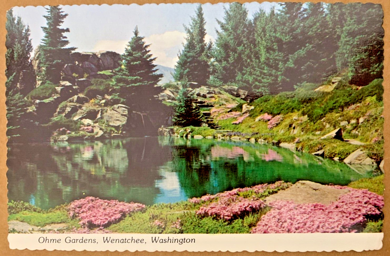 Wenatchee Washington Postcard Ohme Gardens Hidden Pool Chrome Deckle Unposted