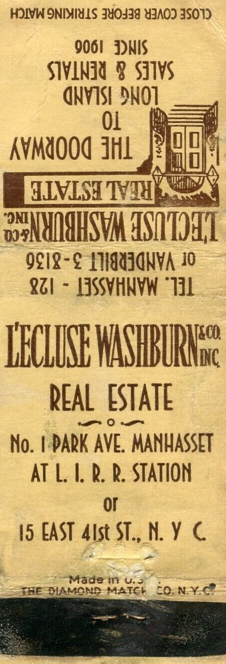 L\'ecuse Washburn Real Estate, New York City Matchbook