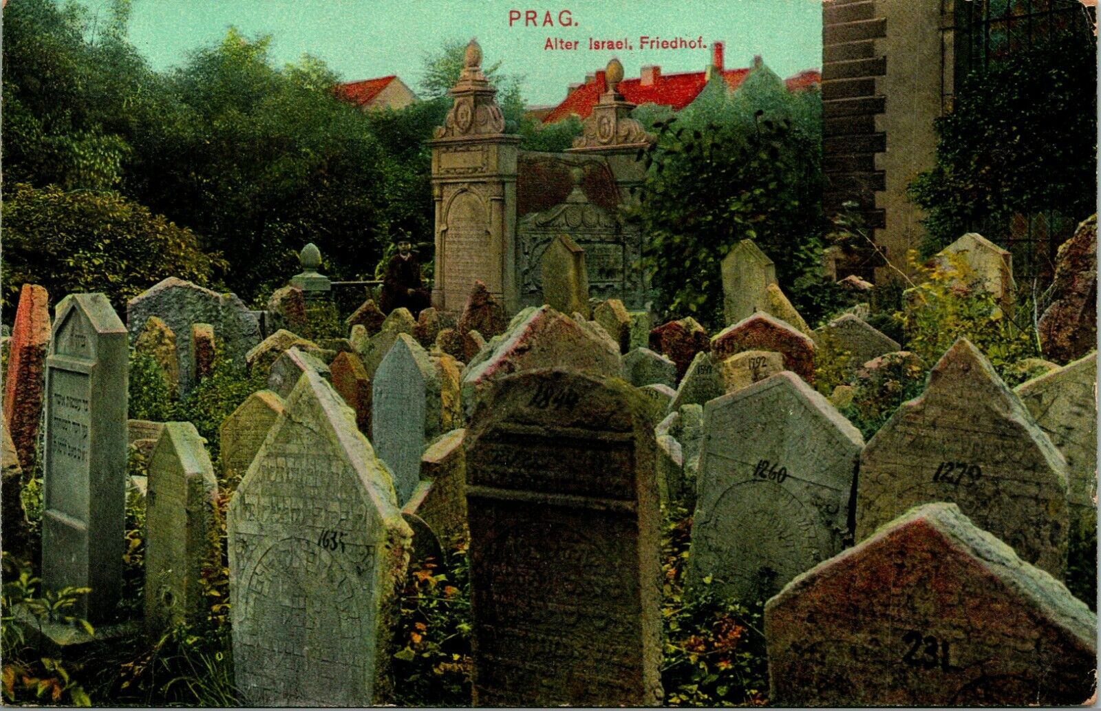 Vtg Postcard 1910s Prague Czechoslovakia Altar Israel Friedhof Destroyed WW2