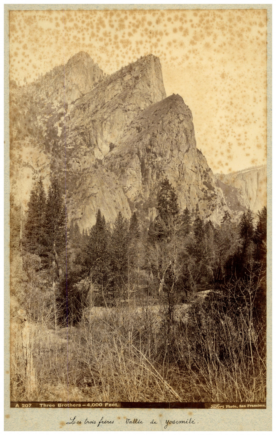 California, Yosemite Valley, Three Brothers, Photo. Vintage Isaac West Taber PRI
