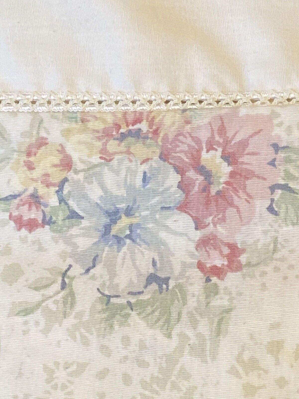Vintage Jessica McClintock Queen Cottage Garden Floral Flat Sheet Shabby Chic