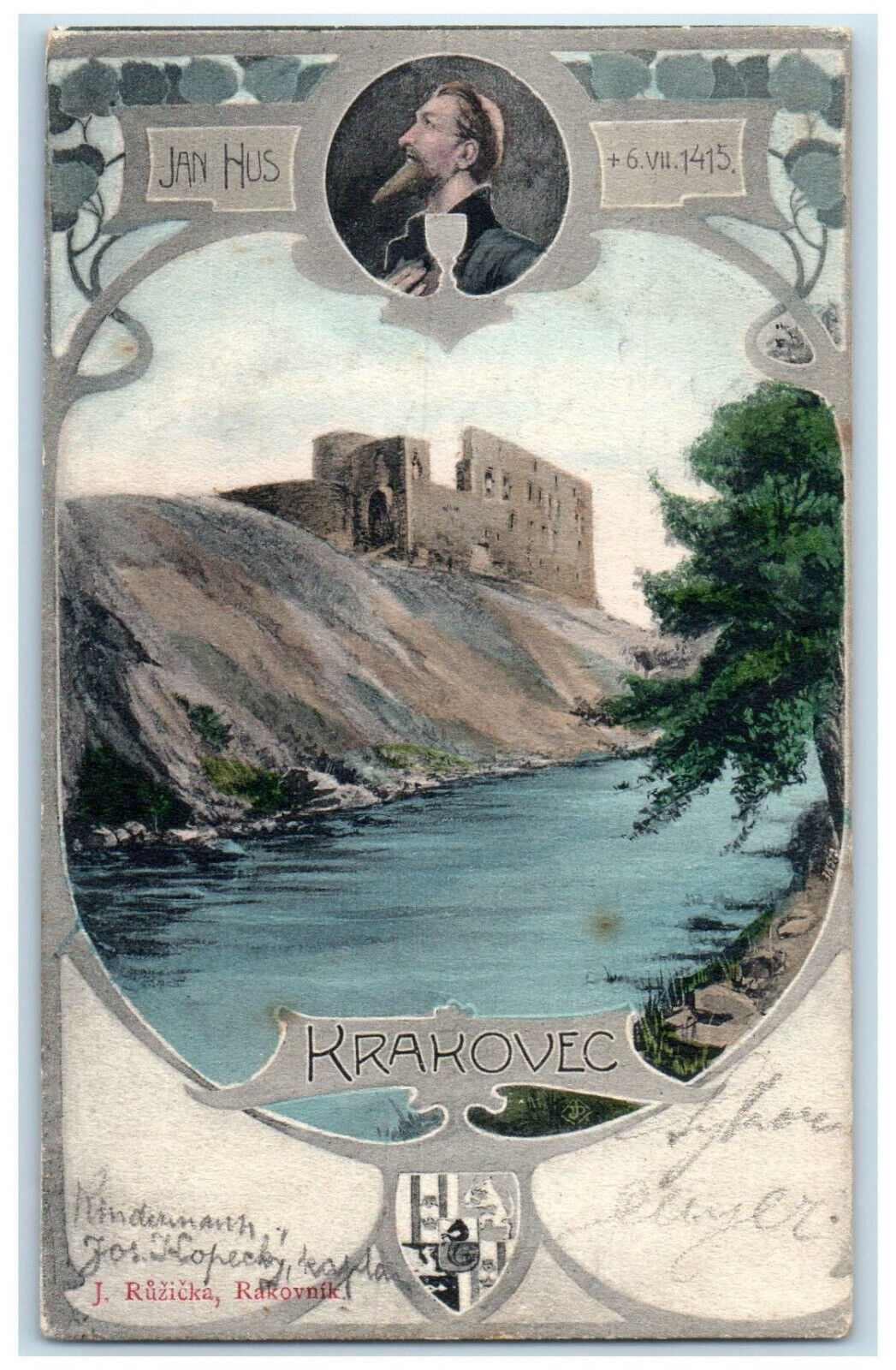 c1905 Krakovec Jan Hus Czech Theologian Central Bohemian Czechia Postcard