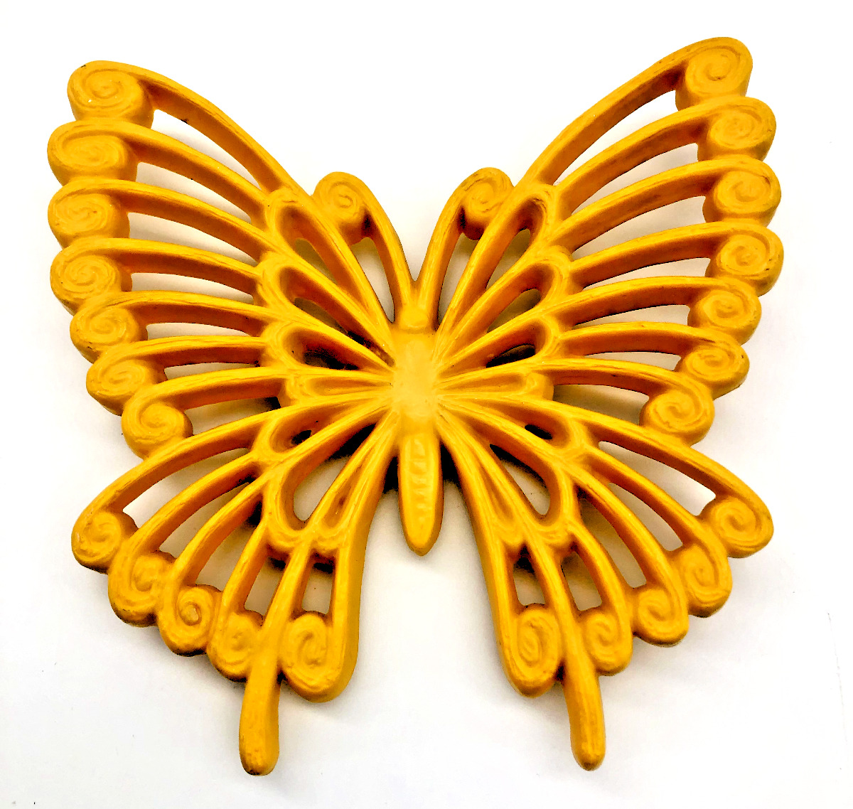 HODA Vintage 1970’s Wall Hanging Butterfly Yellow/Gold Plastic 6” Boho USA