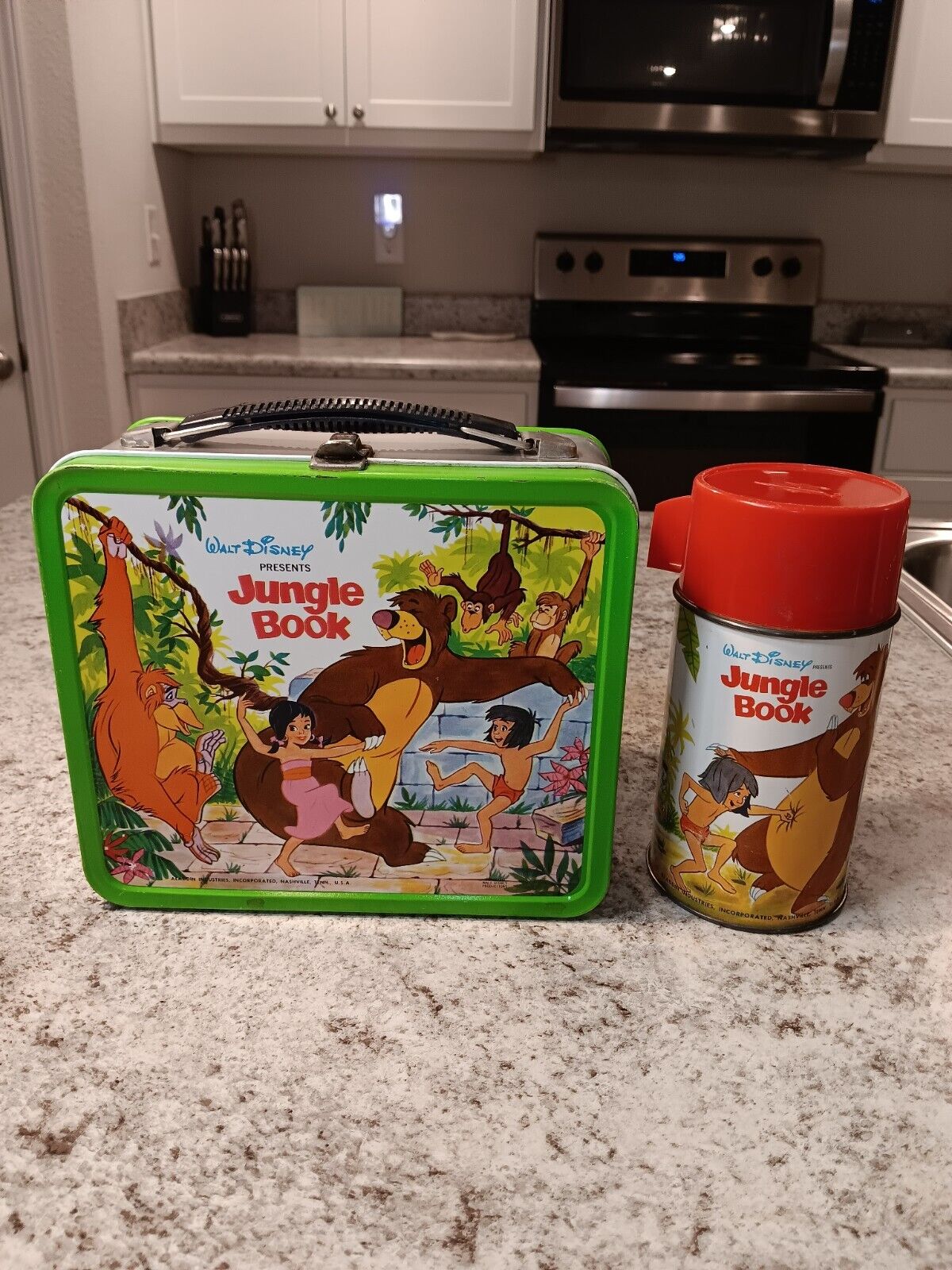 1968 Jungle Book Canadian Lunch Box & Thermos * Vintage *  Lunchbox tin kit RARE