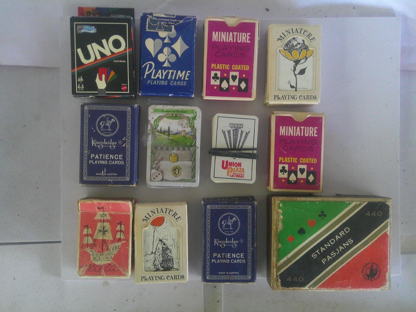 Miniature Playing Cards lot of 12 Minis. 1 Double Decks, Some Rare
