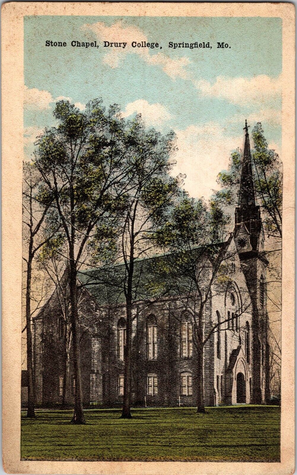 1919 Vintage Postcard Stone Chapel Drury College Springfield Missouri