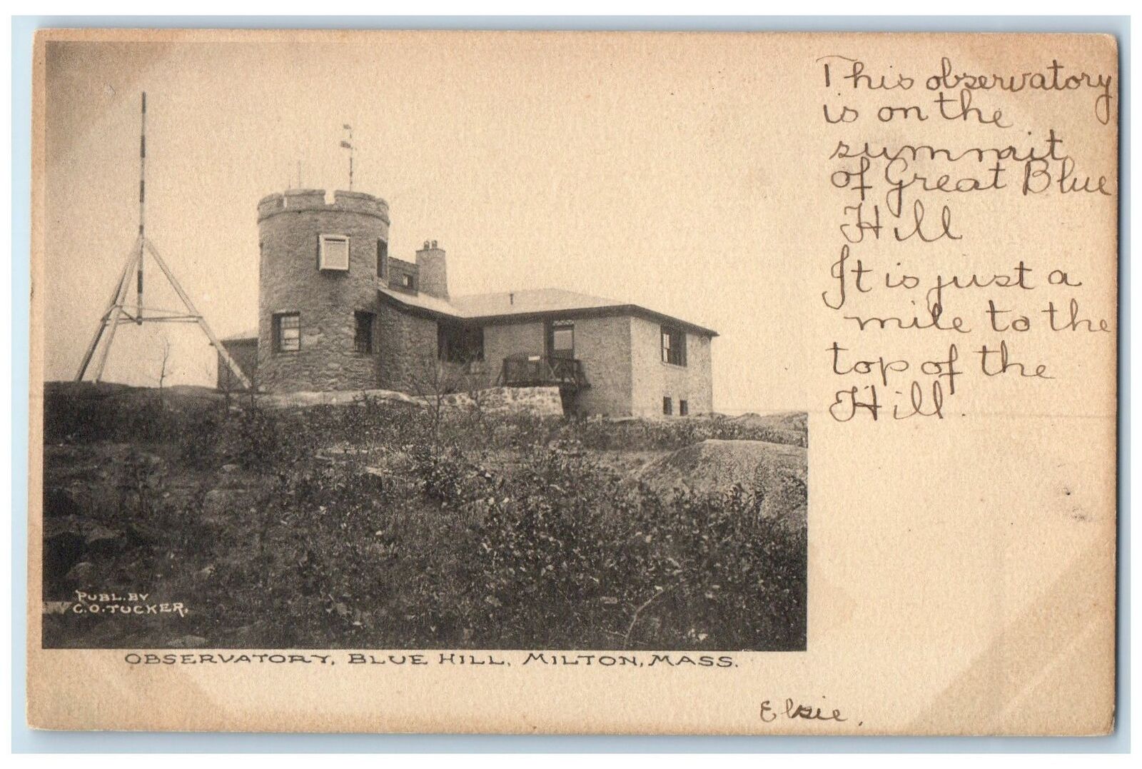 c1910\'s Observatory Exterior Blue Hill Milton Massachusetts MA Unposted Postcard