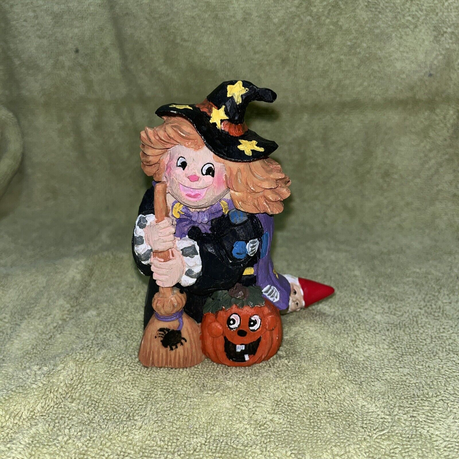 Small Decorative Halloween Wood Wicked Witch Figurine