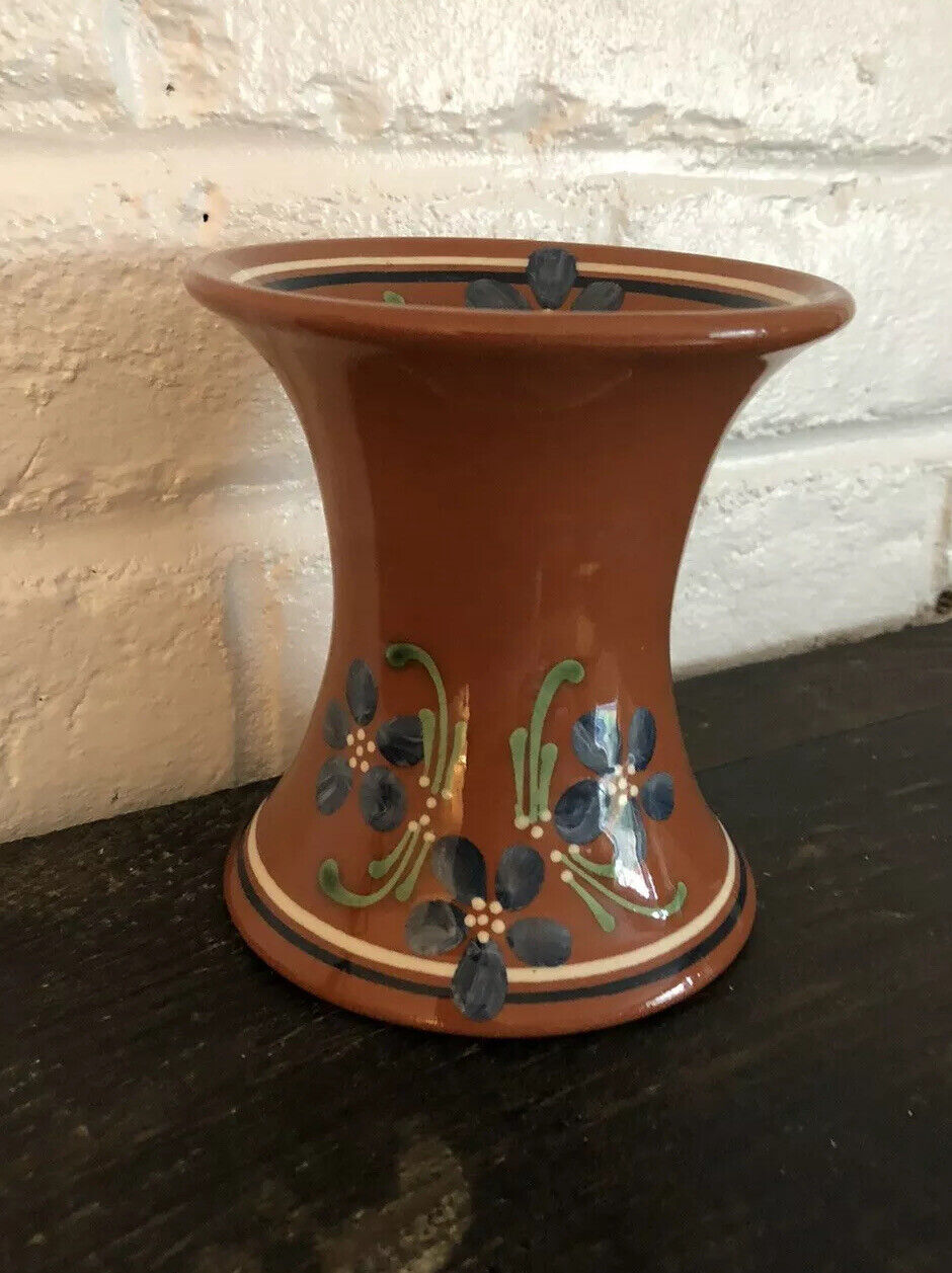Vintage NITTSJO Ceramics Mini Vase Brown  Floral Design Sweden