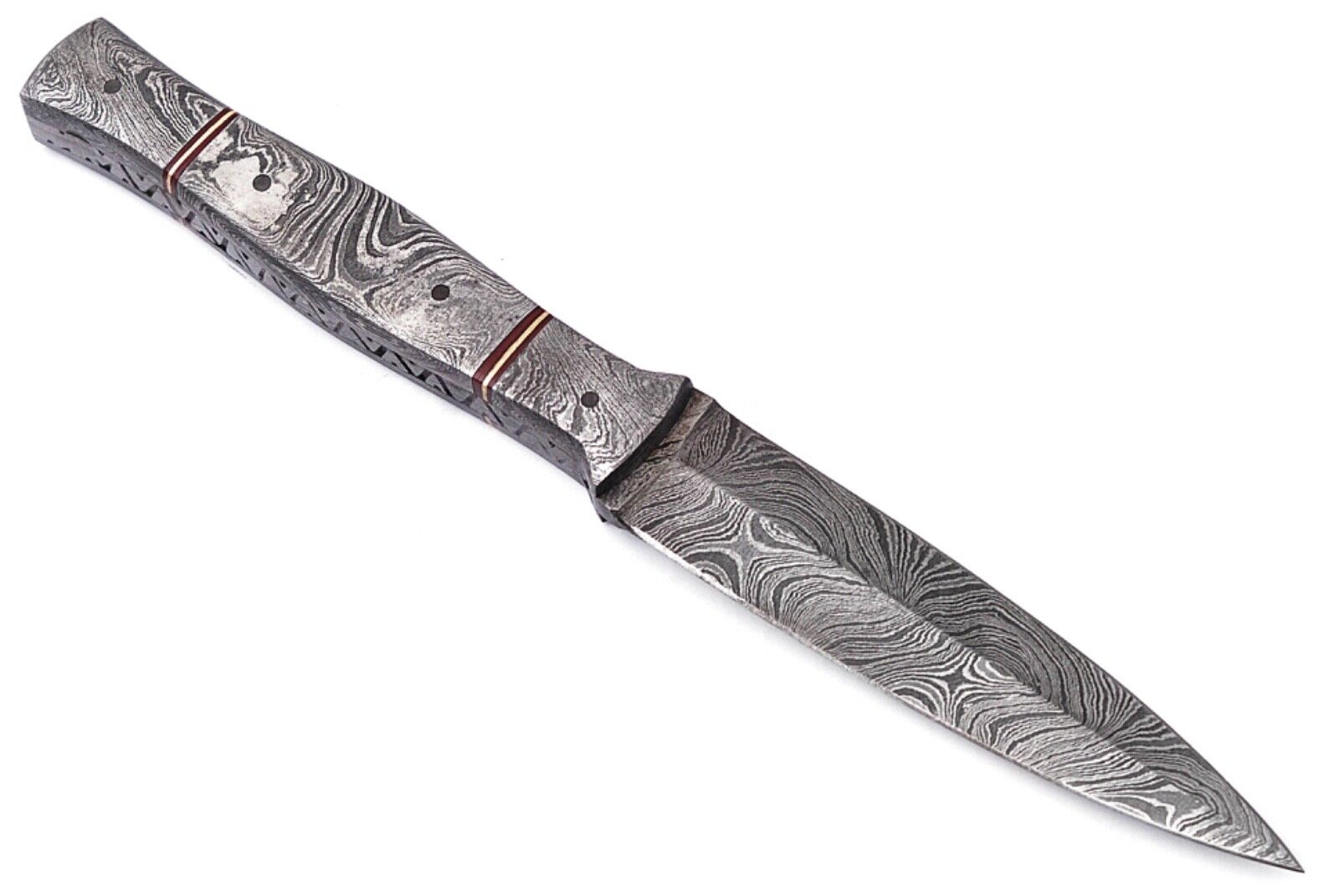 9” Handmade Damascus steel Dagger blade/knife with sheath /hunting/skinner
