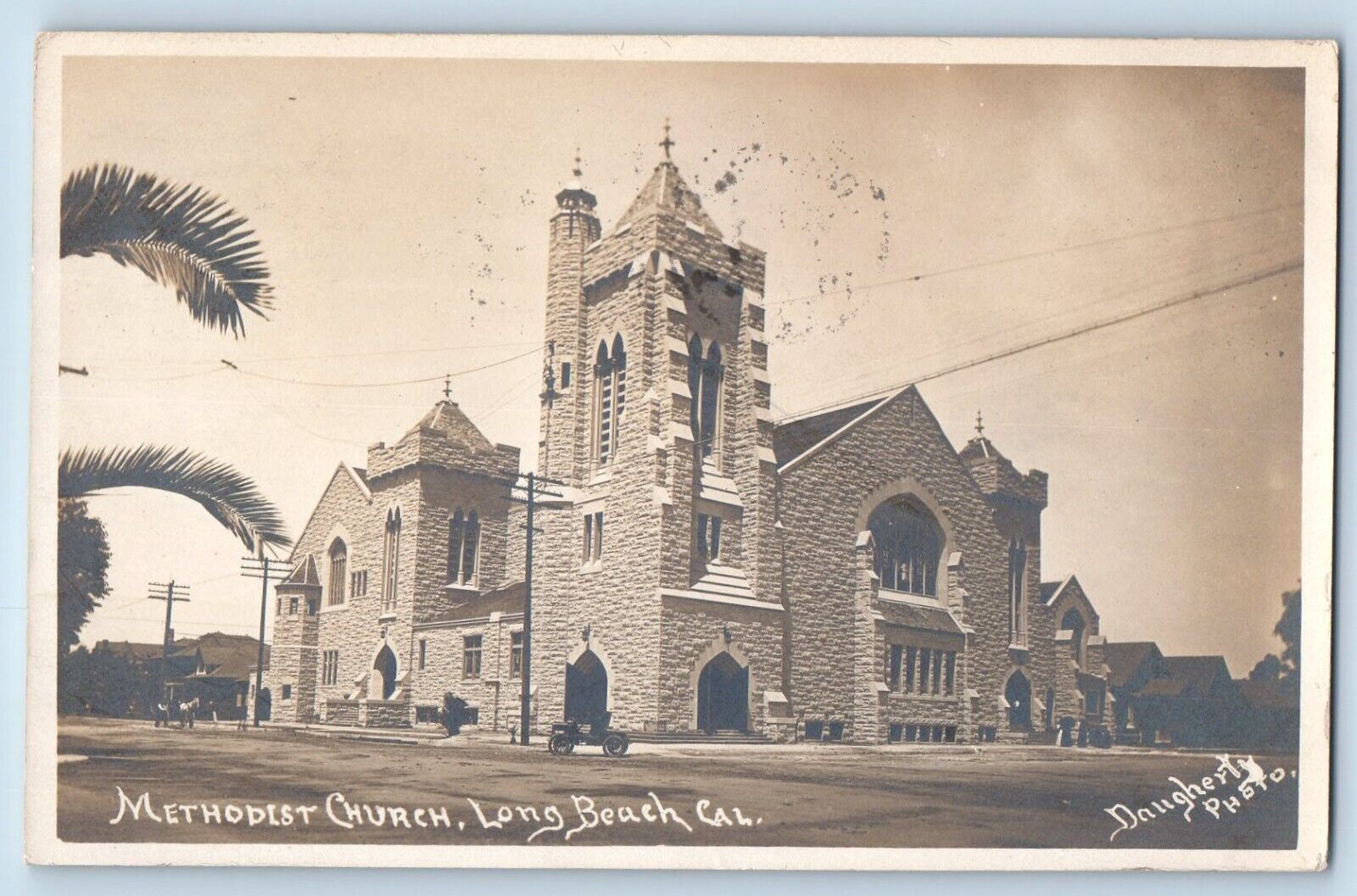 Long Beach California CA Postcard RPPC Photo Methodist Church Daugherty 1909