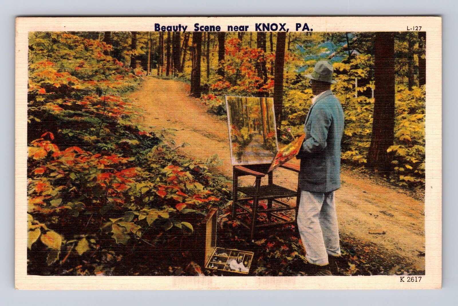 Knox PA-Pennsylvania, Painting A Beauty Spot, Antique, Vintage Souvenir Postcard