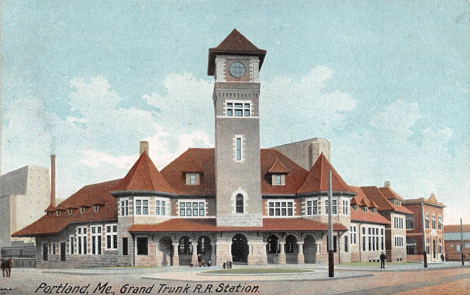 Portland Maine ME Grand Trunk RR Railroad Station c1905 UDB Postcard