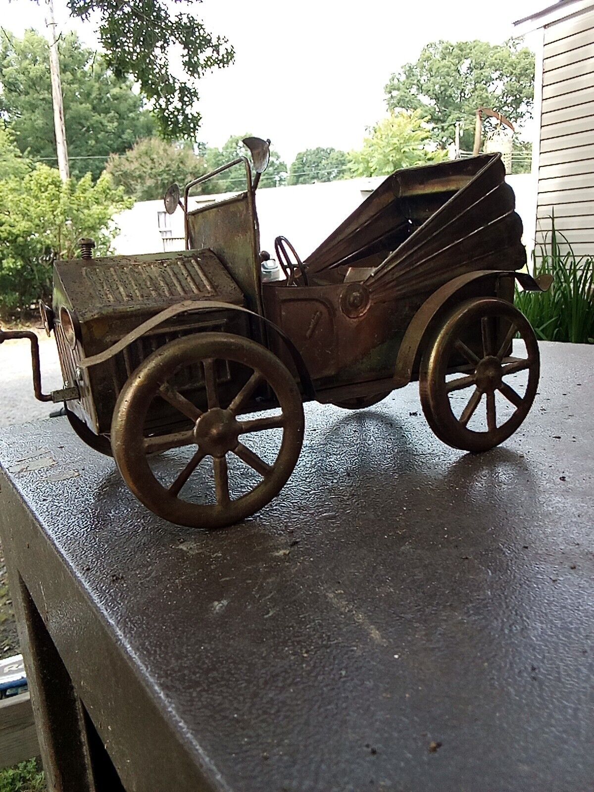 Vintage Copper Antique Convertible Car/Music Box - Plays King Of the Road.