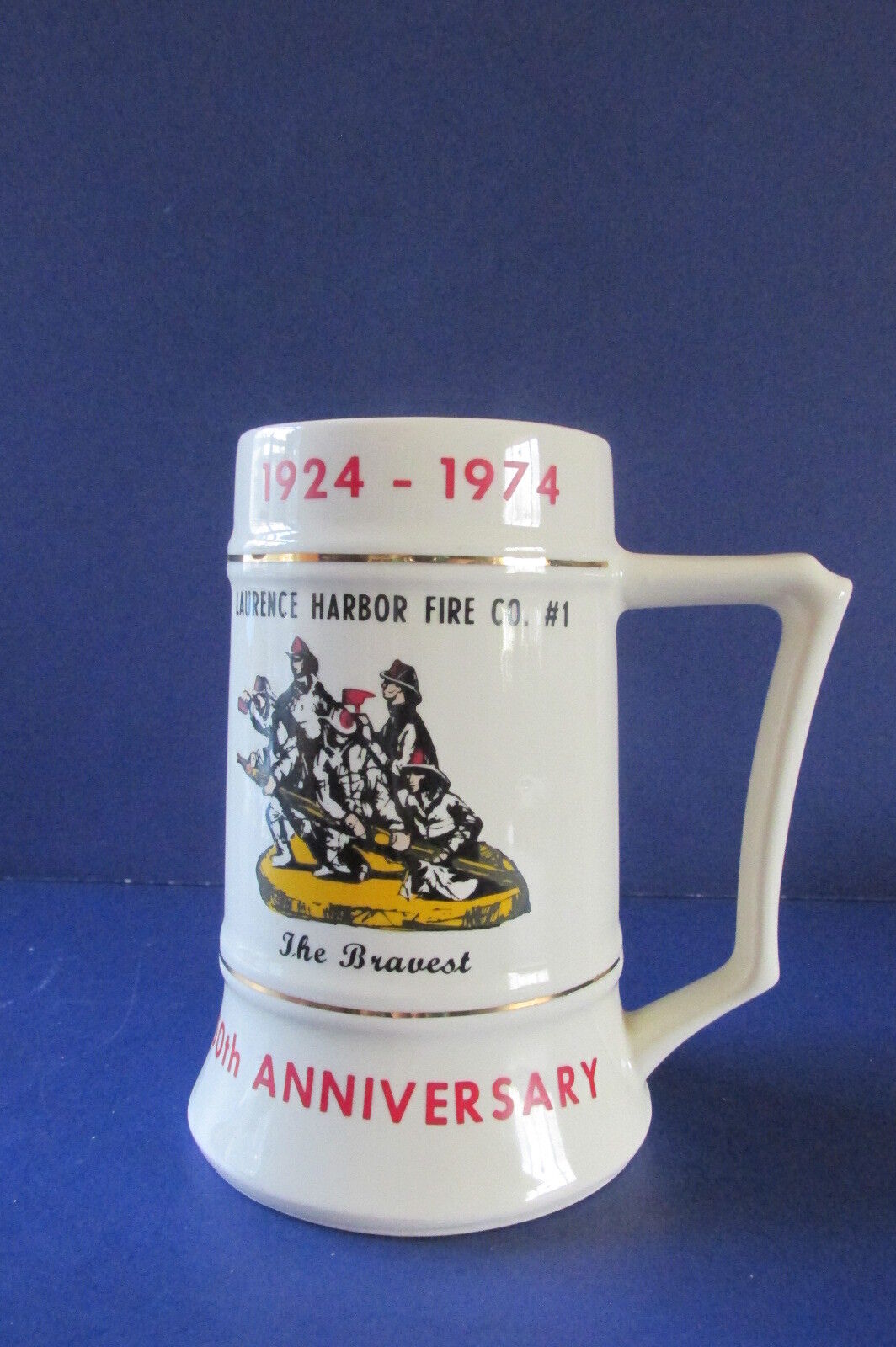Vintage Laurence Harbor Fire Co #1 1924-1974 50th Anniversary Cup Mug Beer Stein