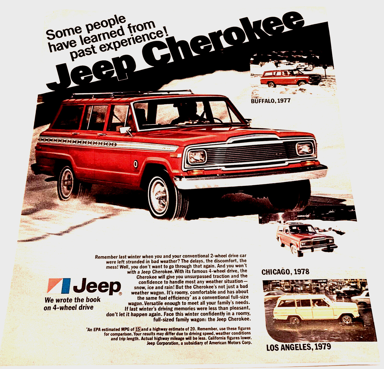 1979 Jeep Cherokee Vintage Print Ad American Motors Corp Automobile Car Snow